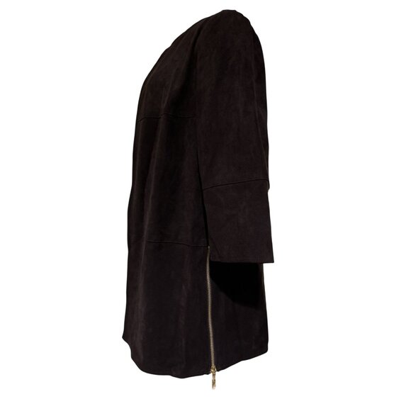 Chico's Espresso Brown Vegan Gold Zippers Jacket Size 1 Petite NWOT - Picture 6 of 11